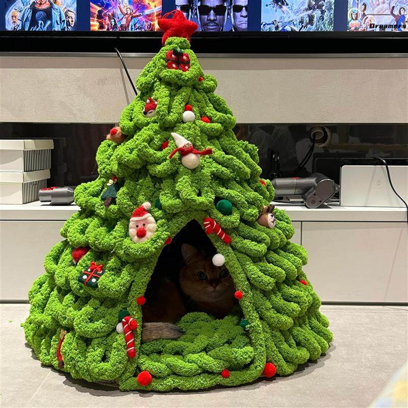 圣诞树猫窝手工diy材料包编织冬季天保暖封闭式安全感小幼厂家,宠物/宠物食品及用品,猫窝/屋/帐篷/沙发,淘宝优惠券,粉丝福利购,淘宝优惠卷