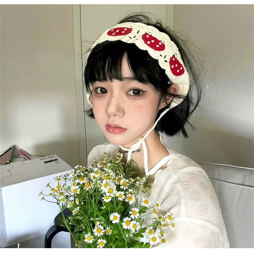 头巾辣妹ins韩版甜美束发带拍照田园风发饰碎花针织软妹复古夏季
