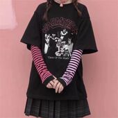 忍者y2k亚比文化半指手套jk原宿ins风山本条纹彩虹防晒袖 套女街头