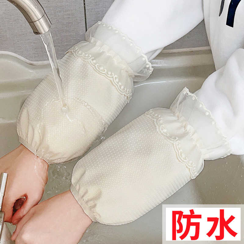 成人蕾丝短袖套女2025新款秋冬白色羽绒服专用防水防污耐脏护袖头