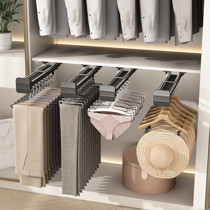 抽拉裤架伸缩滑轨顶装挂裤子裤抽衣柜内置多功能收纳自制轨道神器,基础建材,柜内裤架,淘宝优惠券,粉丝福利购,淘宝优惠卷