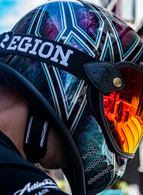 active region 头盔摩托车男重组奇迹个性黑彩哈雷摩托车头盔全盔