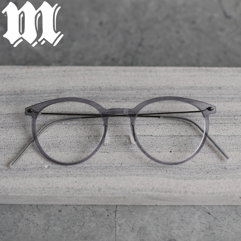 脱壳眼镜上司圆框男潮流超轻纯钛高度近视透灰色眼睛框架