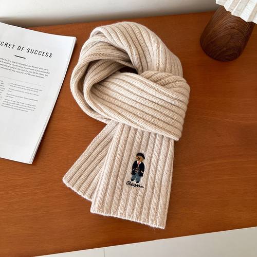 100%羊毛刺绣条纹围巾