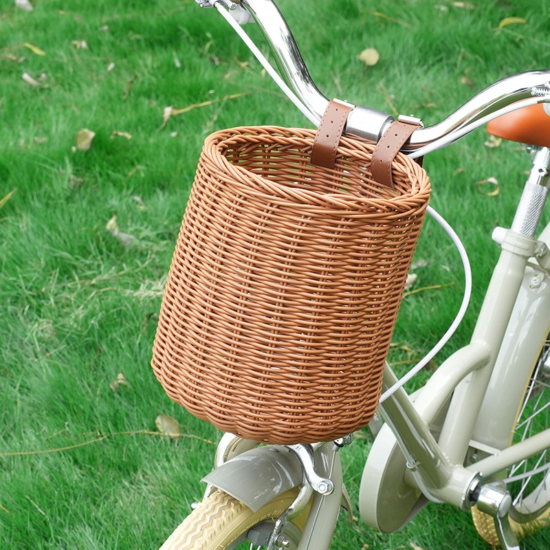 兒童自行車車筐復古編織車筐籃子