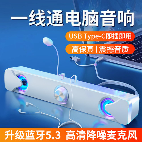 usb/type-c蓝牙音响带麦克风一体