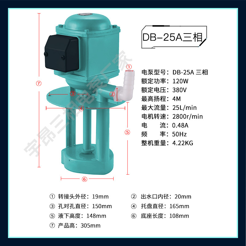 三相电泵线切割磨铣车机床冷却水泵油泵DB40/120/AB90/250W/380V