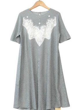 L牌精选品牌女装高端休闲时尚气质百搭女蓝色连衣裙睐A2-19095