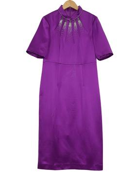 六礼LOOLAYY精选品牌女装高端时尚气质百搭紫色连衣裙A3-17977
