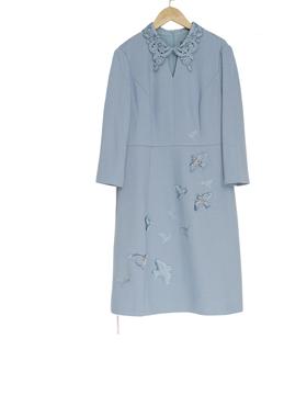 慕天姿精选品牌女装高端时尚气质百搭蓝色连衣裙慕天姿A4-15181