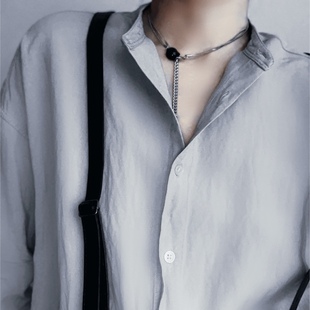 十一N次方新中式中性风男女同款潮银耀石猫咪小众设计锁骨颈项链