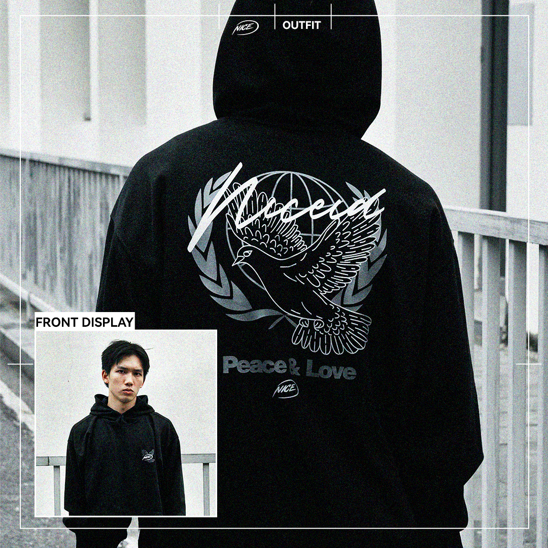 NICEID NICE和平鸽运动卫衣牛奶丝男女春秋休闲宽松连帽套头