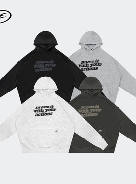 NICEID NICE运动卫衣加绒男女秋冬潮流休闲宽松连帽圆领套头上衣