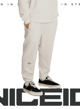 NICEID NICE 运动裤春秋宽松直筒束脚长裤刺绣LOGO篮球训练裤