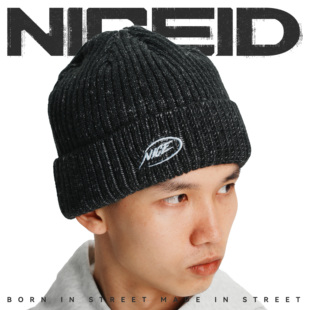 保暖大头围 LOGO冷帽毛线针织立体刺绣男女冬季 NICEID NICE经典