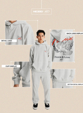 NICEID NICE和平鸽运动卫衣牛奶丝男女春秋休闲宽松连帽套头