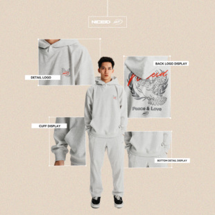 NICEID NICE和平鸽运动卫衣牛奶丝男女春秋休闲宽松连帽套头