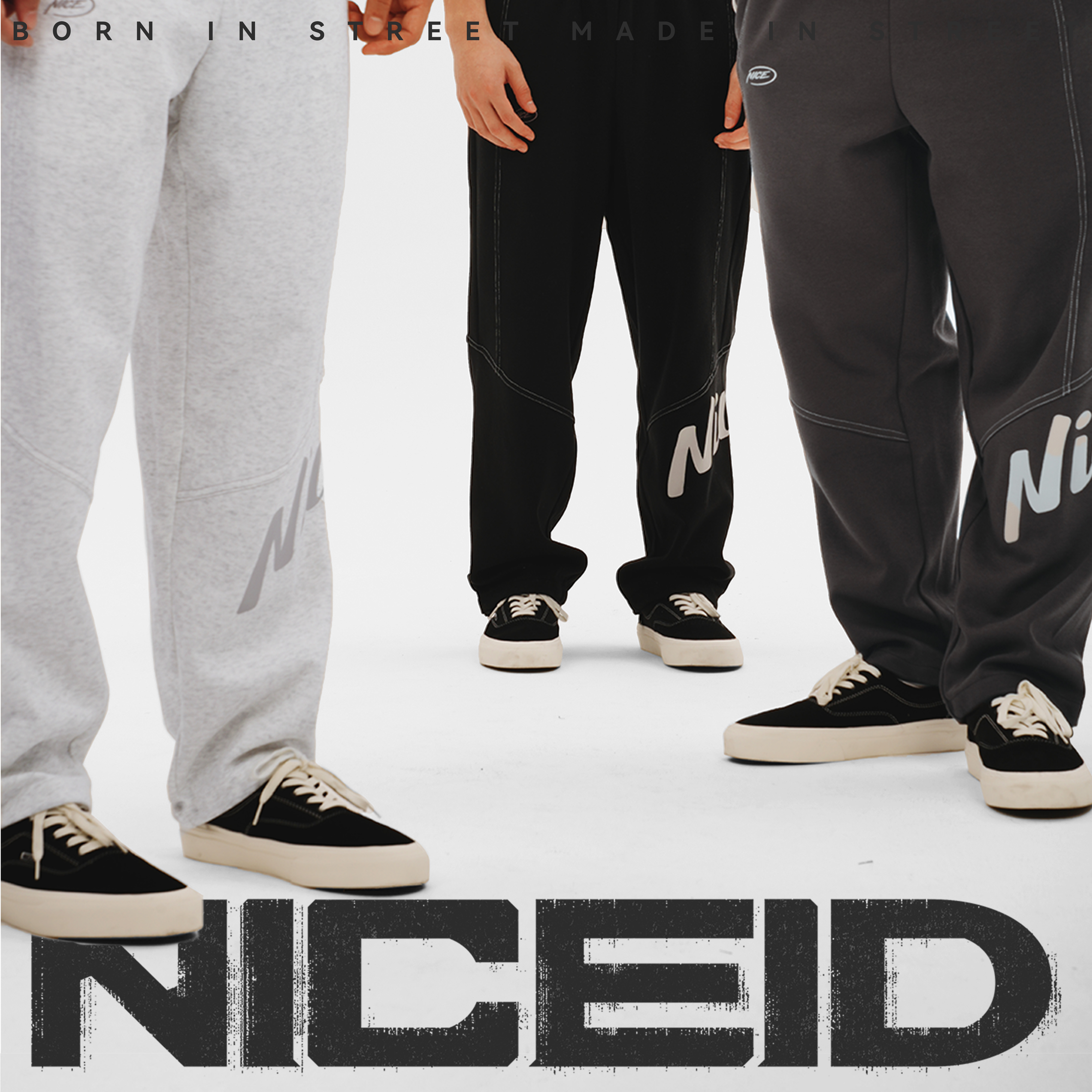 NICEID NICE运动裤男春秋款宽松直筒长裤刺绣LOGO篮球训练裤