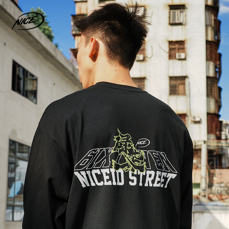 NICEID NICE 广东67联名印花篮球运动长袖棉男女春秋宽松投篮服