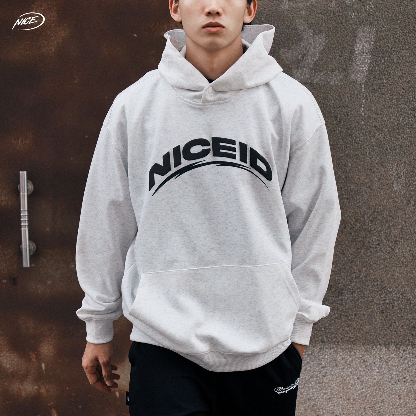 NICEID NICE LOGO运动卫衣毛圈男女春秋休闲宽松连帽圆领套头