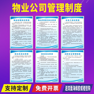 物业公司管理制度牌消防安全应急预案配电房安全管理制度电梯空调发电机房操作规程上墙制度监控室门岗位职责