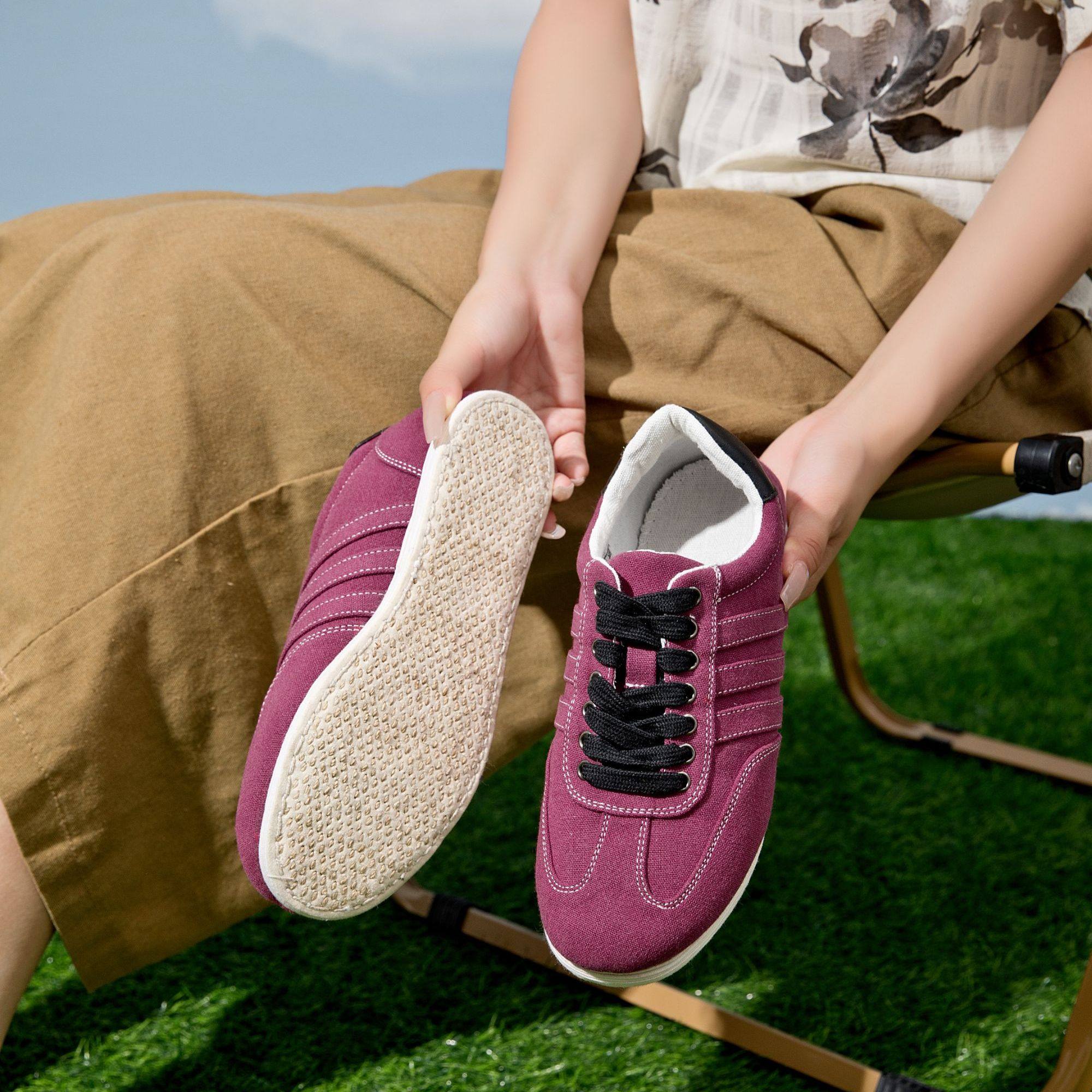 布语堂本草养生千层底透气运动布鞋女2025新款老北京手工休闲女鞋