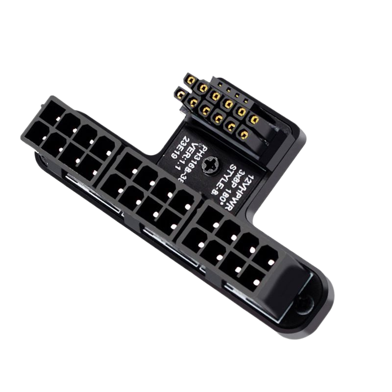 NVME 3x8P转40显卡ATX3.0 12VHPWR 12+4P 180度电源转接头 600W