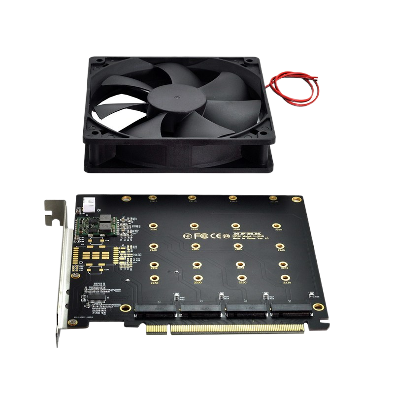 NVME 拆分卡 四口M.2 PCIe X16转 SSD扩展卡 转PCI-E硬盘阵列卡 主板转接卡