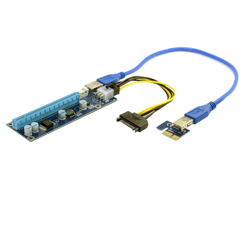 PCI-E 1X转16X PCIE USB3.0专用显卡声卡延长转接线 供电线转接卡