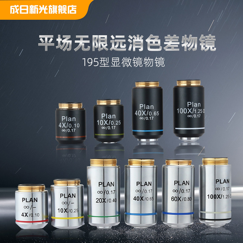 (成日新光)高档生物显微镜用平场无限远消色差物镜4x/10x/20x/40x/60x