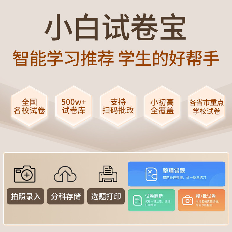 小白试卷宝5年VIP家教版学生智慧学习方案错题试卷库【联系客服下单，勿拍】怎么看?