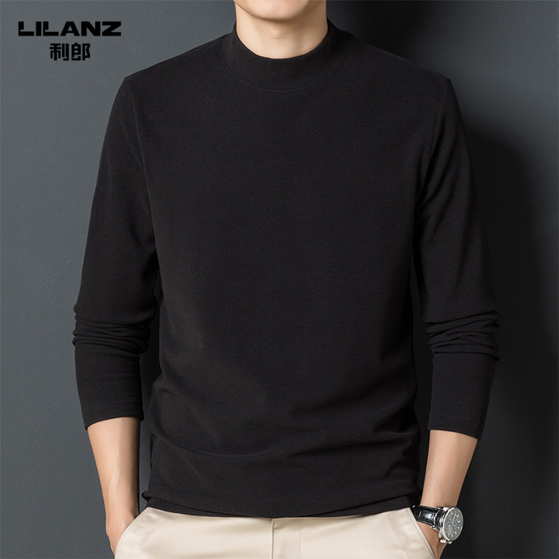 利郎秋冬款长袖T恤男圆领纯色套头打底德绒卫衣时尚潮流百搭上衣t