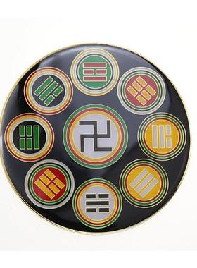 万字符万双面盘黄铜烤漆9公分卦爻镀金滴胶万字福太极八卦补角牌