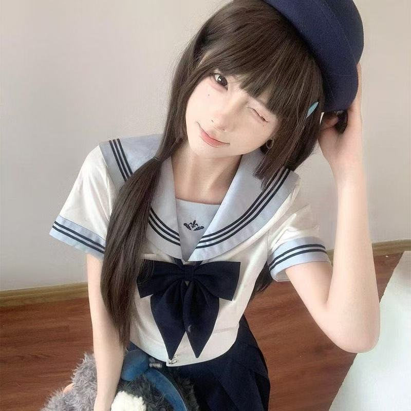 水手服学院风套装短裙海军领半身裙兰亭女子JK制服A字裙厂家批发