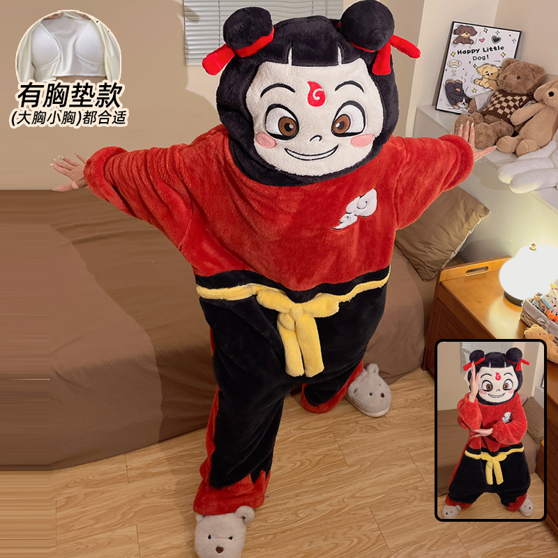 连体睡衣女冬季珊瑚绒加厚保暖