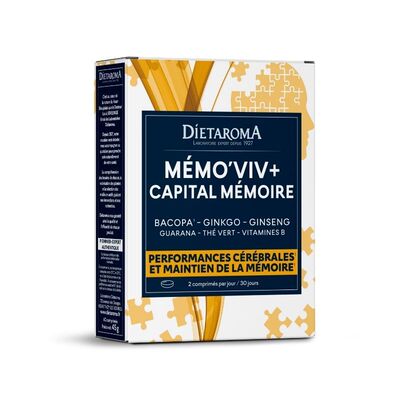 法国直邮DIETAROMA帮助脑力记忆片60粒益脑素中老年脑黄金专注