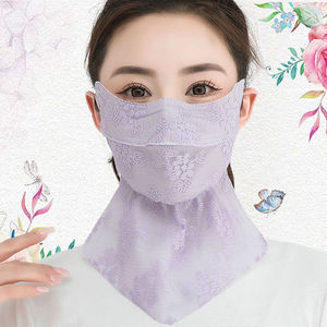 夏季蕾丝防晒口罩女护脖一体大面罩护脸骑行防晒5D立体露鼻透气
