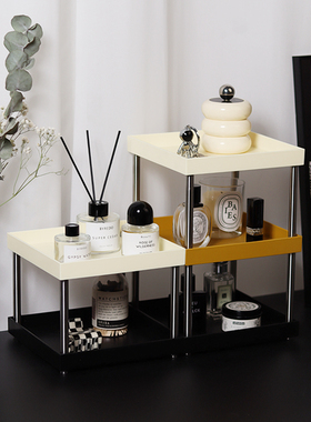 XEMO北欧ins风多层置物架子撞色整理架方形托盘桌面收纳盒