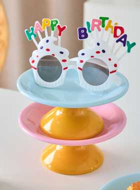 XEMO多巴胺奶油风密胺高脚果盘家用客厅零食盘坚果盘酒店餐厅茶点