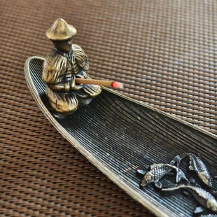 创意中式渔翁垂钓香插香座家用室内沉香熏香炉檀香炉线香炉摆件盘