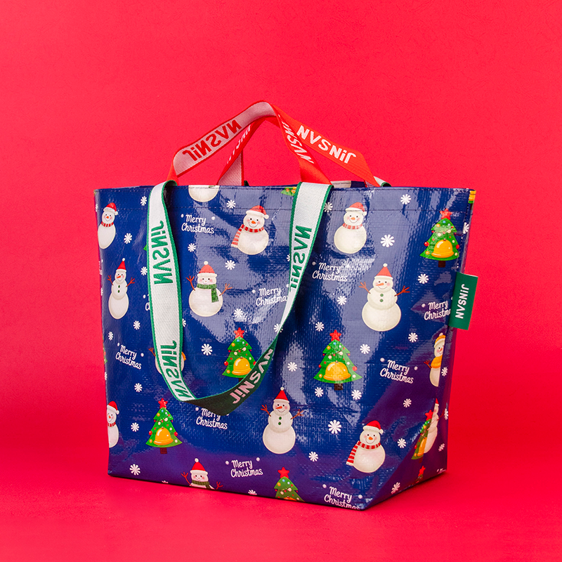 圣诞礼品袋新款编织袋高颜值手提印花购物袋环保防水大容量包装袋