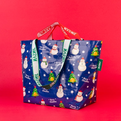 圣诞礼品袋新款编织袋高颜值手提印花购物袋环保防水大容量包装袋