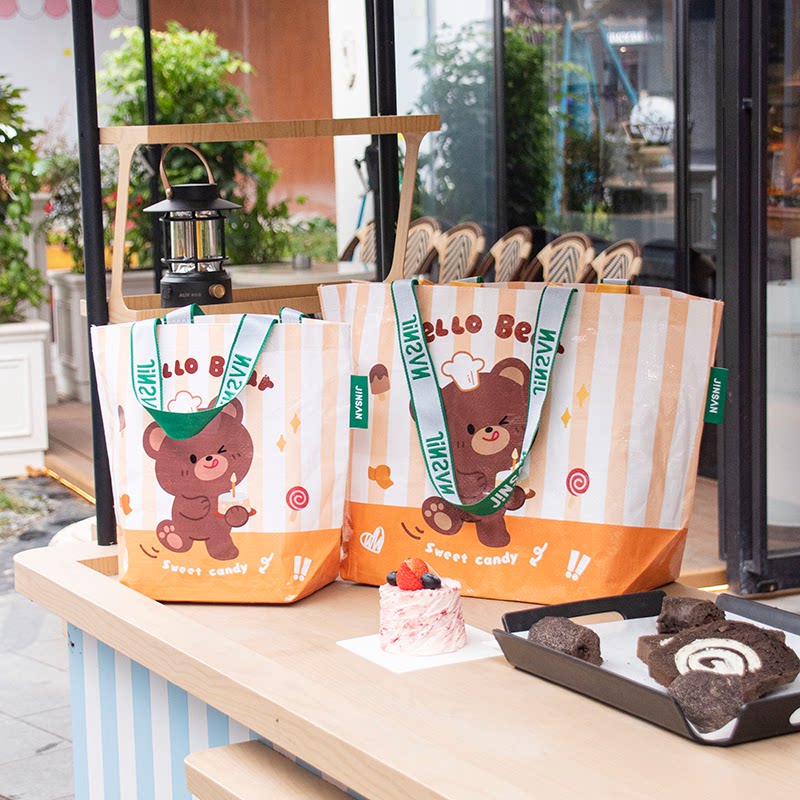 生日礼品袋新款卡通编织袋手提印花购物袋环保防水大容量包装袋