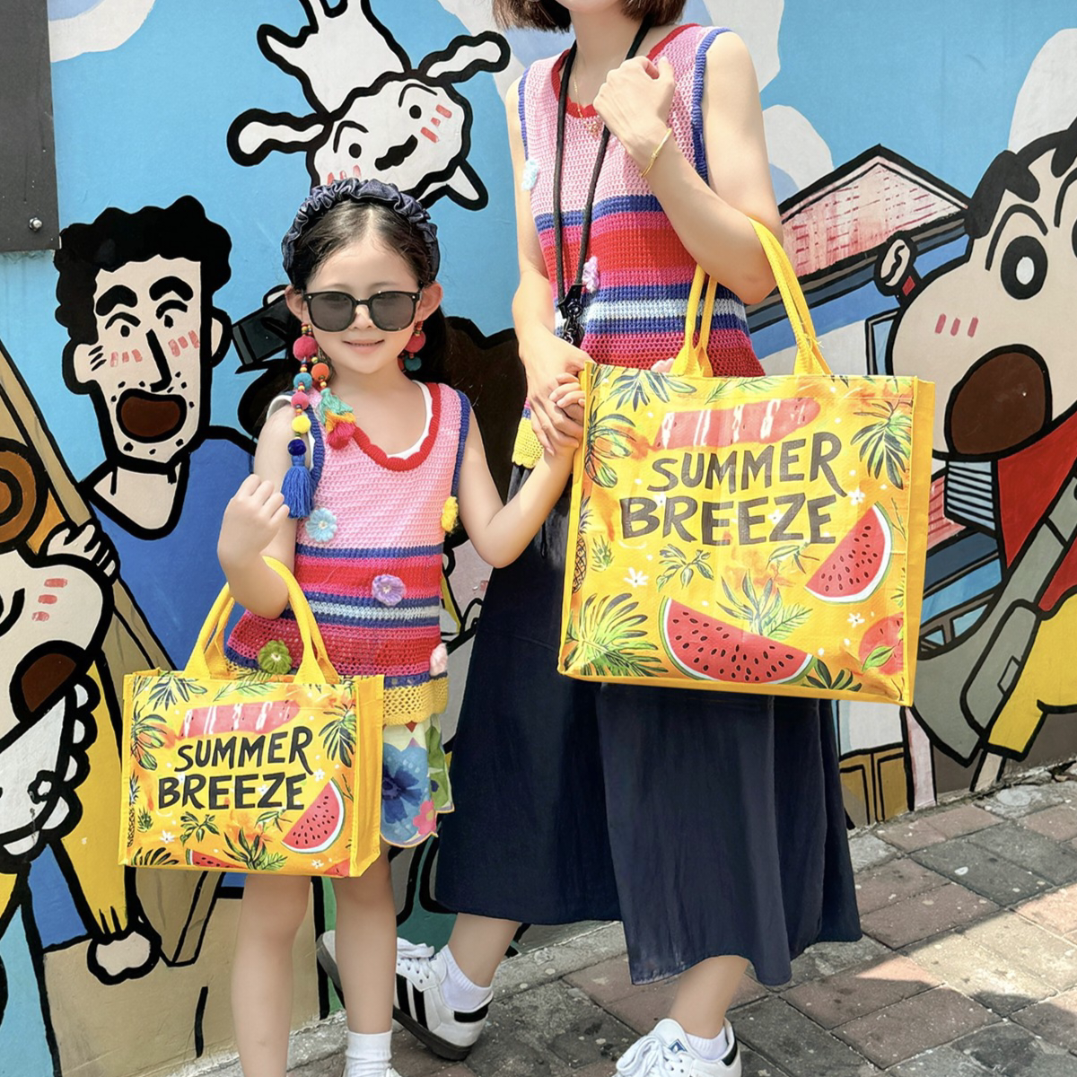 新款拉链购物袋耐用防水手提袋大容量编织袋外出旅行便携收纳袋子