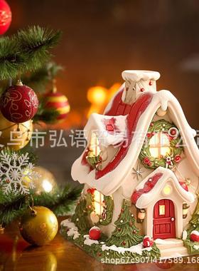 圣诞节礼物雪景氛围布置道具微景