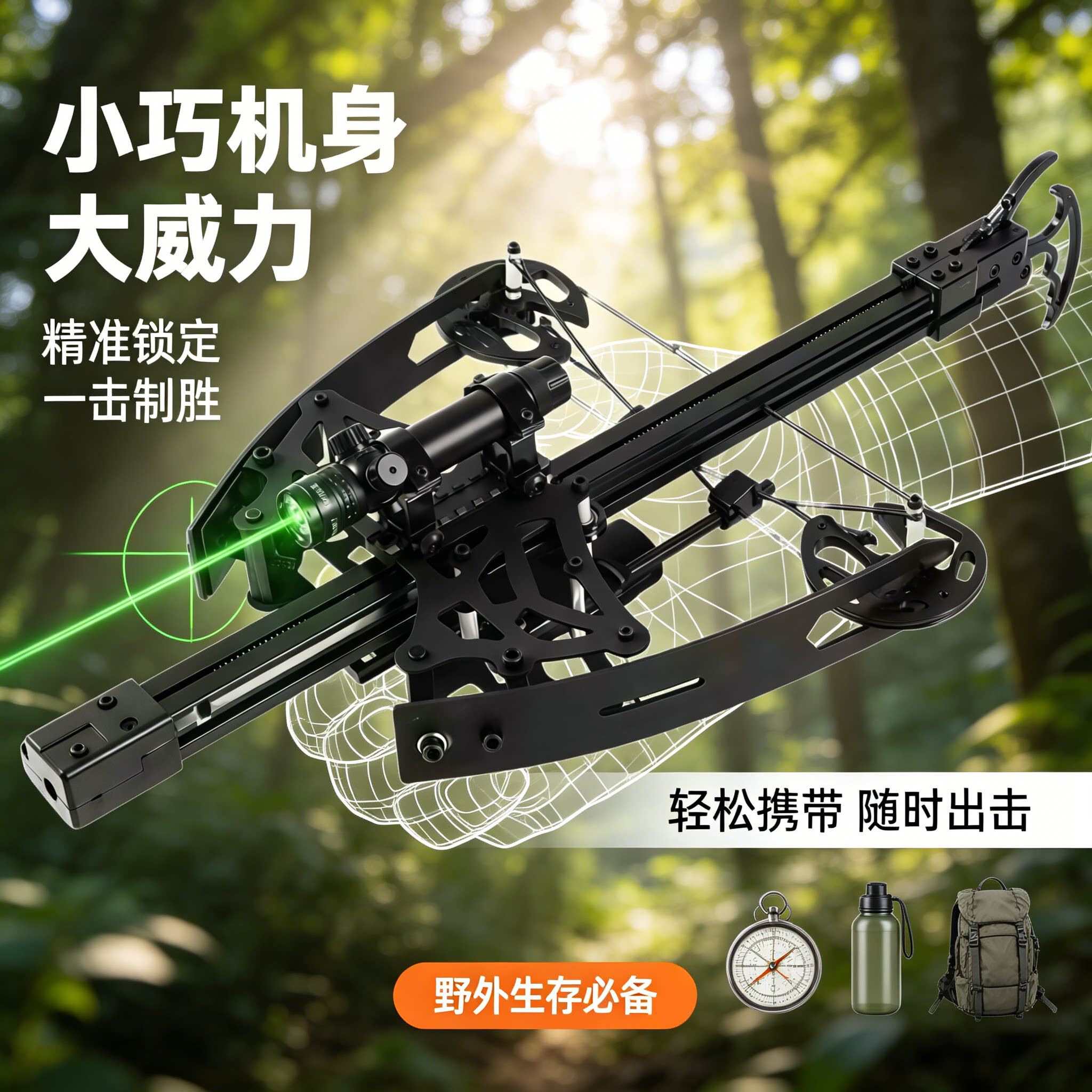 毒蛇绿激光小型连发精准弓弹弓成年人专用迷你两用复合弓复合高精