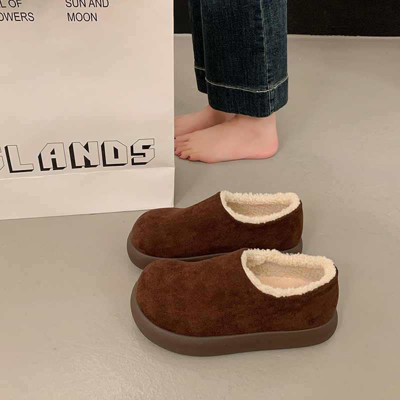 爆款加绒厚底毛毛鞋女