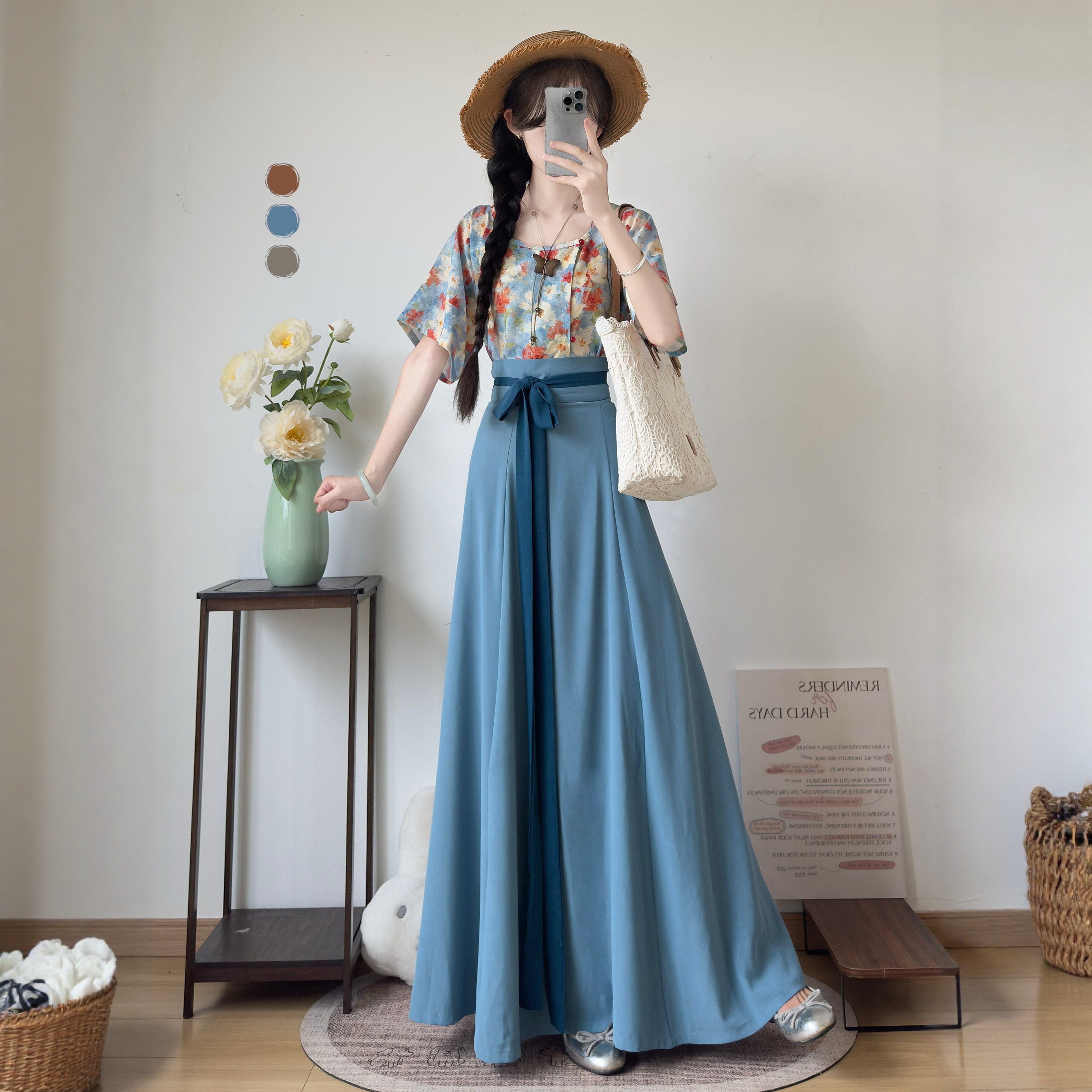 唐制汉服女唐圆领日常显瘦套装夏