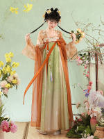 Huajin Xuan's original Tang-style Hanfu women's front-opening blouse, chest-length torn skirt, daily beauty, pink ethereal Tang style spring and summer style thumbnail 5