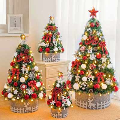 圣诞节圣诞树小型家用套餐新年桌面摆件christmas tree迷你带灯